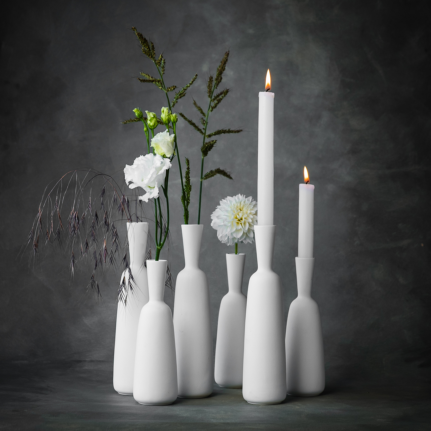 ANNA alto Vase / Kerzenhalter weiß, sortiert